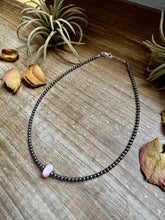 Load image into Gallery viewer, Sterling Silver Pearl Choker – Pink Conch Saucer Center – 14.5" + Extender
