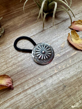 Load image into Gallery viewer, Sterling Silver Hair Tie – Stamped Concho Detail
