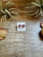 Load image into Gallery viewer, Mini Square Spiny Oyster Stud Earrings – Zuni Handmade, Sterling Silver
