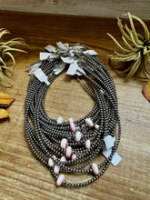 Load image into Gallery viewer, Sterling Silver Pearl Choker – Pink Conch Saucer Center – 14.5" + Extender
