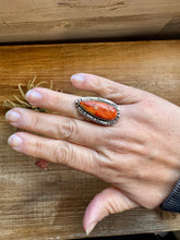 Load image into Gallery viewer, Long Ring - Adjustable - Apple Corral &amp; Sterling Silver
