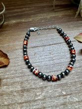 Load image into Gallery viewer, Sterling Silver Pearl Bracelet with Red-Orange Spiny Oyster Heishi
