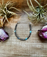 Load image into Gallery viewer, Golden Hill Turquoise Bracelet – 5mm Sterling Silver Pearls
