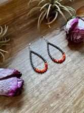 Load image into Gallery viewer, Orange Spiny Oyster Earrings – Sterling Silver Pearls
