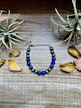 Load image into Gallery viewer, Lapis &amp; Sterling Silver Bracelet – 6.5 Inch + Extender – 8 mm Round Beads
