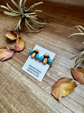 Load image into Gallery viewer, Stud Earrings – Orange Spiny &amp; Turquoise (Stamped Marcella James)

