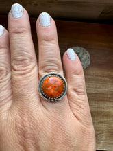 Load image into Gallery viewer, Small Ring - Adjustable - Apple Corral &amp; sterling silver
