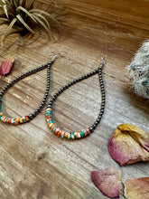 Load image into Gallery viewer, 3 mm teardrop earrings Sterling Silver Pearls with orange spiny/Turquoise
