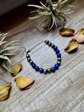 Load image into Gallery viewer, Lapis &amp; Sterling Silver Bracelet – 6.5 Inch + Extender – 8 mm Round Beads
