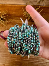 Load image into Gallery viewer, African Turquoise &amp; Sterling Silver Pearl Bracelet – 3mm
