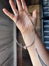 Load image into Gallery viewer, Sterling Silver Pearl Choker – Pink Conch Saucer Center – 14.5" + Extender
