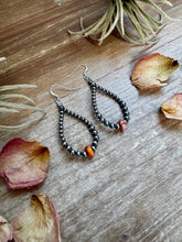 Load image into Gallery viewer, Teardrop Earrings – Sterling Silver with Spiny Oyster Center
