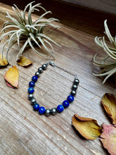 Load image into Gallery viewer, Lapis &amp; Sterling Silver Bracelet – 6.5 Inch + Extender – 8 mm Round Beads
