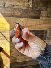 Load image into Gallery viewer, Long Ring - Adjustable - Apple Corral &amp; Sterling Silver
