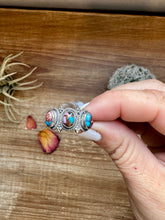 Load image into Gallery viewer, Band Ring - Size 7 - Pink Dahlia &amp; sterling silver
