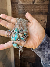 Load image into Gallery viewer, 16 inch long necklace with saucer Sterling Silver Pearls and turquoise Variscite
