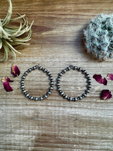 Load image into Gallery viewer, Hoops Sterling Silver Pearls earrings 6 and 3 mm
