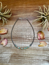 Load image into Gallery viewer, Sterling Silver Pearl Choker with Turquoise &amp; Spiny Oyster Heishi

