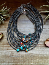 Load image into Gallery viewer, 14-Inch Sterling Silver Pearl &amp; Mojave Bead Choker
