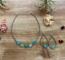 Load image into Gallery viewer, 3 mm Sterling Silver Pearls choker with flat turquoise
