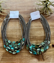 Load image into Gallery viewer, 3 mm Sterling Silver Pearls choker with flat turquoise
