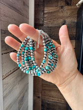 Load image into Gallery viewer, 5mm Sterling Silver Pearl &amp; Faceted Turquoise Bracelet
