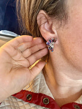 Load image into Gallery viewer, Half Cluster Earrings – Pink Dahlia &amp; Sterling Silver
