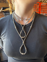 Load image into Gallery viewer, 17 inch graduated Sterling Silver Pearls necklace hoop
