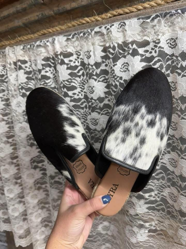 Cowhide Mules size 8