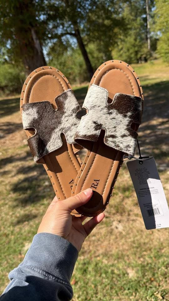 Cowhide sandals size 9