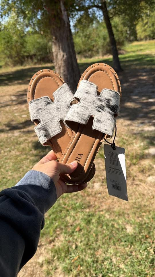 Cowhide sandals size 7