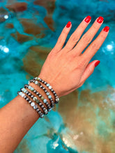 Load image into Gallery viewer, Sterling Silver &amp; Larimar Bracelet  – 6 mm Beads
