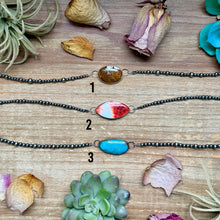 Load image into Gallery viewer, Sterling Silver Stone Choker – 13” + Extender – In-House Silversmithing – Wild Horse, Spiny Oyster or Turquoise – One of a Kind

