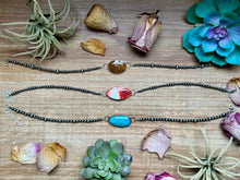 Load image into Gallery viewer, Sterling Silver Stone Choker – 13” + Extender – In-House Silversmithing – Wild Horse, Spiny Oyster or Turquoise – One of a Kind
