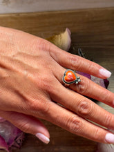 Load image into Gallery viewer, Orange Spiny Oyster Heart Ring – Sterling Silver – Size 7
