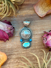 Load image into Gallery viewer, Golden Hills &amp; Kingman Turquoise Pendant with Buffalo Coin
