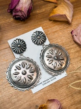 Load image into Gallery viewer, Sterling Silver Dangle Earrings – Native Made by Eugene Charles (Navajo Artist)
