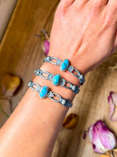 Load image into Gallery viewer, Sterling Silver Kingman Turquoise Cuff Bracelet – Native Made by K. Billah
