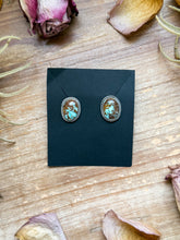 Load image into Gallery viewer, Sterling Silver Rising Phoenix Turquoise Stud Earrings – Handmade by Artist Jason Ogg
