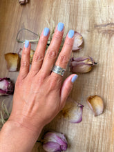 Load image into Gallery viewer, Sterling Silver Hand-Milled Wide Band Sun Ray Stamped Ring – Size 8.5 – Handmade by Artist Jason Ogg
