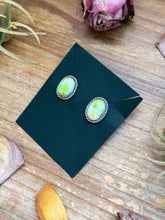 Load image into Gallery viewer, Sterling Silver Palomino Variscite Stud Earrings, Artist Jason Ogg
