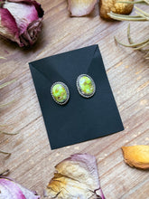 Load image into Gallery viewer, Sterling Silver Palomino Variscite Stud Earrings, Artist Jason Ogg
