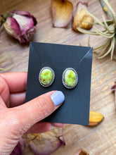 Load image into Gallery viewer, Sterling Silver Palomino Variscite Stud Earrings, Artist Jason Ogg
