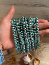 Load image into Gallery viewer, Turquoise Blue Rondelle Necklace – 15” – 8 mm &amp; 10 mm Beads
